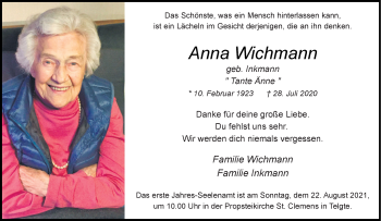 Anzeige von Anna Wichmann 