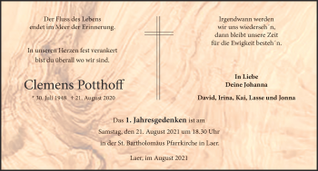 Anzeige von Clemens Potthoff 