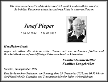 Anzeige von Josef Pieper 