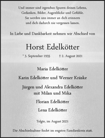 Anzeige von Horst Edelkötter 