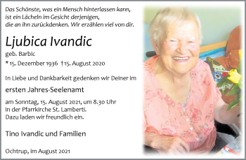 Anzeige von Ljubica Ivandic 