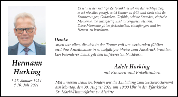 Anzeige von Hermann Harking 