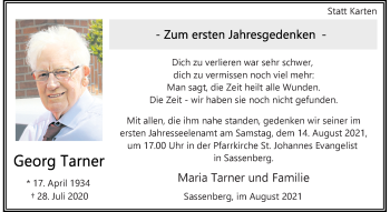 Anzeige von Georg Tarner 