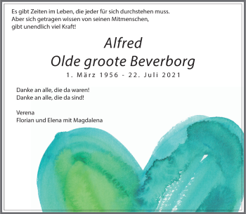Anzeige von Alfred Olde groote Beverborg 