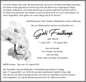 Anzeige von Gabi Fortkamp 