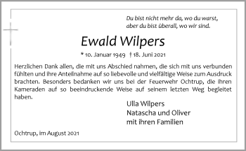 Anzeige von Ewald Wilpers 