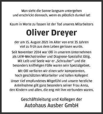 Anzeige von Oliver Dreyer 