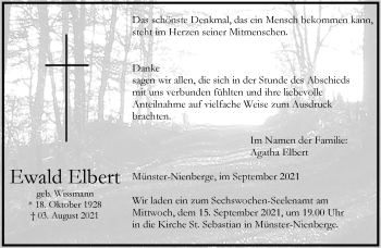 Anzeige von Agatha Elbert 