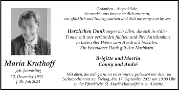 Anzeige von Maria Kruthoff 