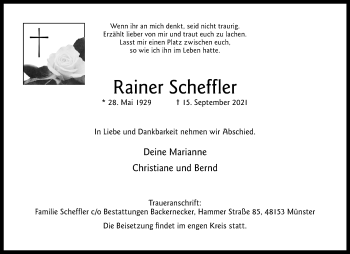 Anzeige von Rainer Scheffler 