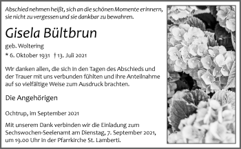 Anzeige von Gisela Bültbrun 