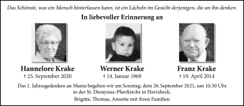 Anzeige von Franz Krake 