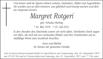 Anzeige von Margret Rotgeri 