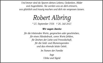 Anzeige von Robert Albring 