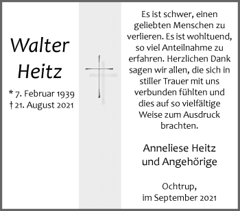 Anzeige von Walter Heitz 