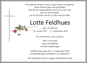Anzeige von Lotte Feldhues 
