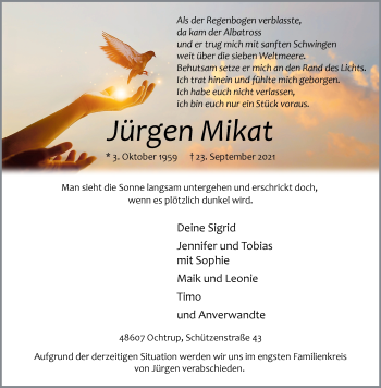 Anzeige von Jürgen Mikat 