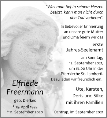 Anzeige von Elfriede Freermann 