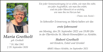 Anzeige von Maria Grotholt 