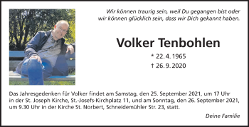 Anzeige von Volker Tenbohlen 