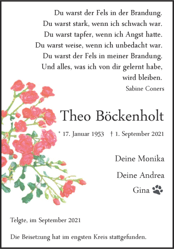 Anzeige von Theo Böckenholt 