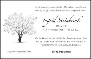 Anzeige von Ingrid Steinbrink 