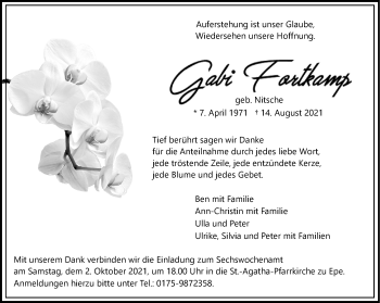 Anzeige von Gabi Fortkamp 