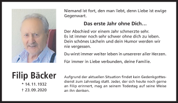 Anzeige von Filip Bäcker 