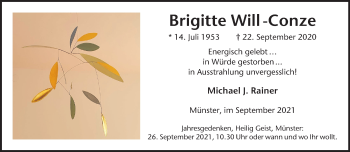 Anzeige von Brigitte Will-Conze 