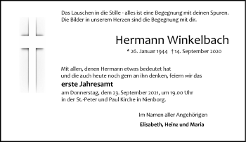 Anzeige von Hermann Winkelbach 