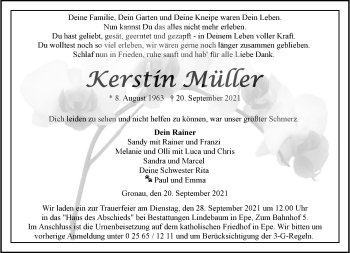 Anzeige von Kerstin Müller 