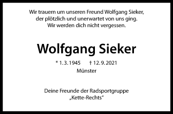 Anzeige von Wolfgang Sieker 