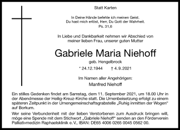 Anzeige von Gabriele Maria Niehoff 