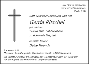 Anzeige von Gerda Ritschel 