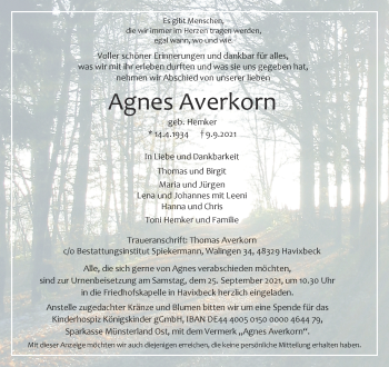 Anzeige von Agnes Averkorn 
