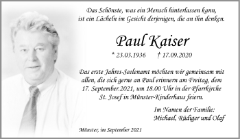 Anzeige von Paul Kaiser 