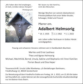 Anzeige von Adalbert Helmsorig 