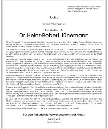 Anzeige von Heinz-Robert Jünemann 