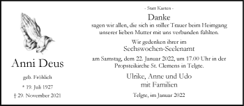 Anzeige von Anni Deus 