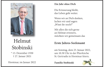 Anzeige von Helmut Stobinski 