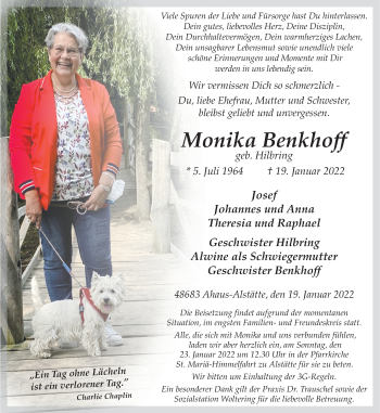 Anzeige von Monika Benkhoff 