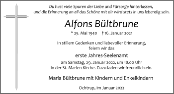 Anzeige von Alfons Bültbrune 