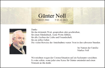 Anzeige von Günter Noll 