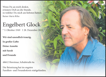Anzeige von Engelbert Glock 