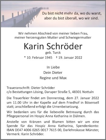 Anzeige von Karin Schröder 