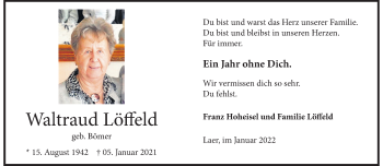 Anzeige von Waltraud Löffeld 