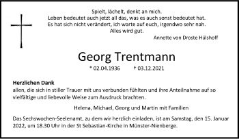 Anzeige von Georg Trentmann 