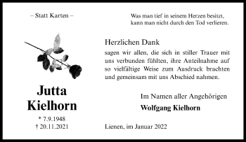 Anzeige von Jutta Kielhorn 