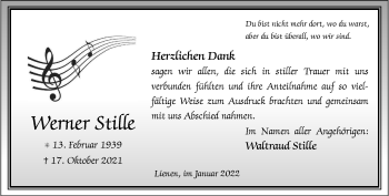 Anzeige von Werner Stille 