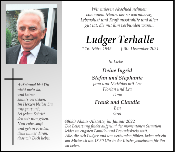 Anzeige von Ludger Terhalle 
